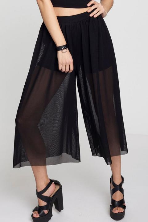 Pantaloni In Retina Trasparente Con Culotte