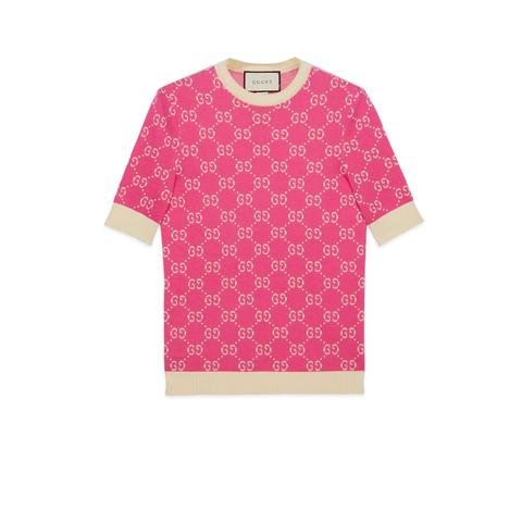 Top In Cotone Jacquard Con Motivo Gg
