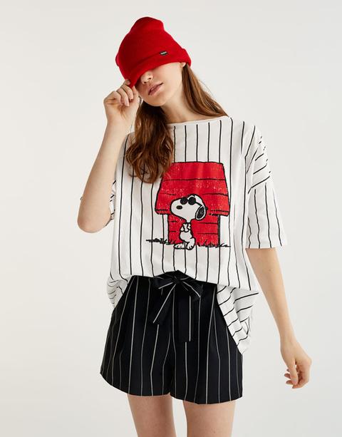 Camiseta Snoopy Oversize Rayas