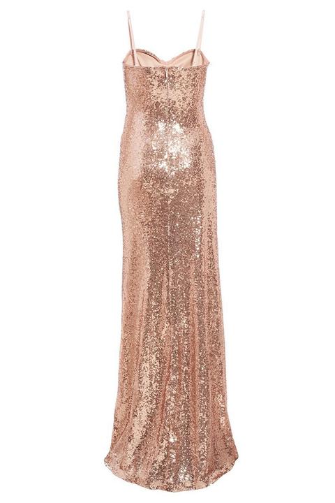 quiz champagne sequin maxi dress