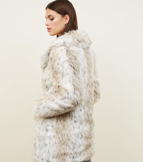 Cream Leopard Print Faux Fur Coat New, New Look Faux Fur Coat In Cream