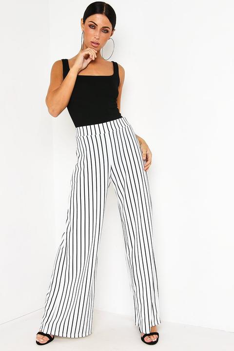 White Pinstripe Palazzo Trouser