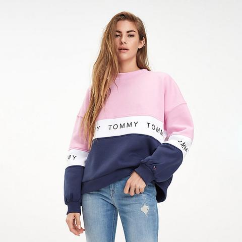 Sudadera Con Diseño Color Block Y Cinta Con Logo