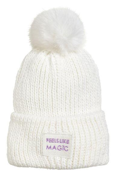 H & M - Gorro En Punto De Canalé - Blanco