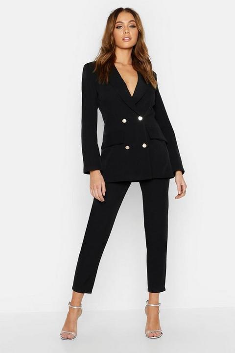 Womens Double Breasted Military Blazer - Black - 10, Black