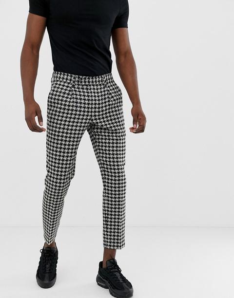 Asos Design Cigarette Trouser With Large Dog Tooth In Grey