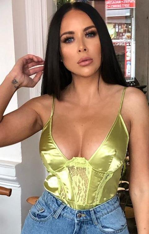 green satin bodysuit