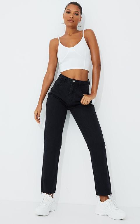 Prettylittlething Straight Leg Washed Black Jean