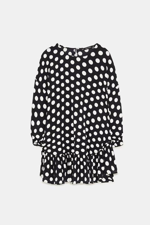 Polka Dot Oversized Blouse With Ruffles