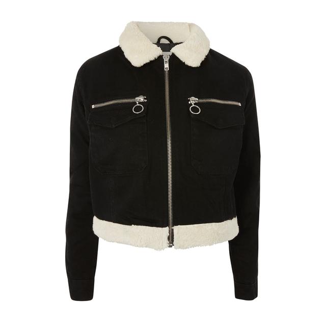 topshop cropped denim jacket black