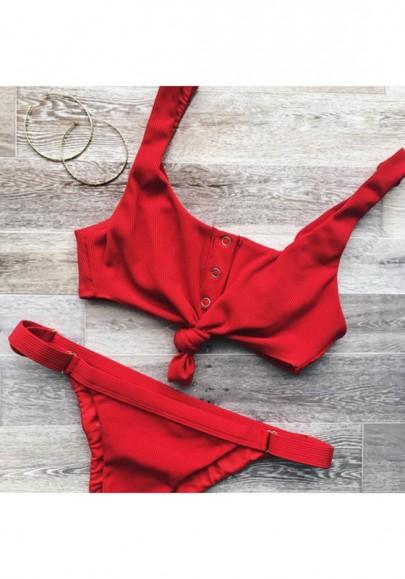 Traje De Baño Llano Condole La Correa 2-en-1 Rojo