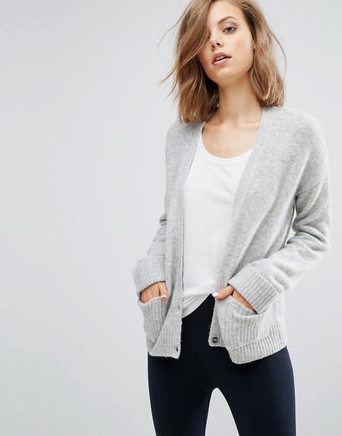 Asos - Cardigan In Misto Lana Con Tasche - Grigio