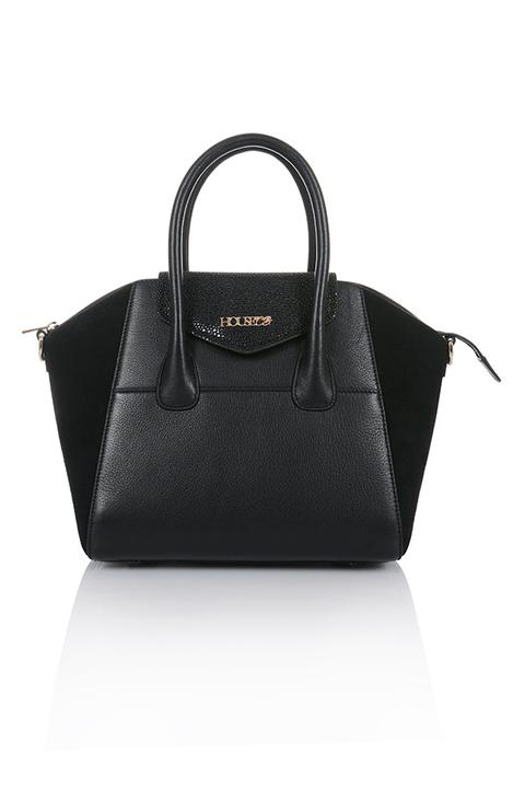 Black Genuine Leather Handbag - Sale