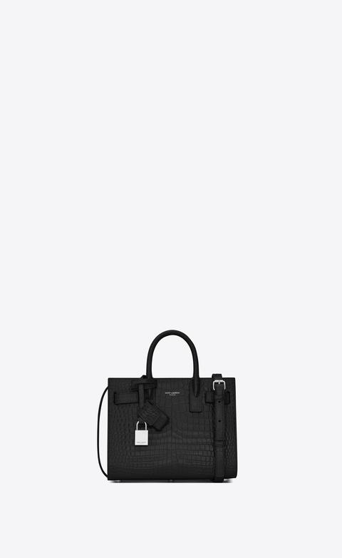 Classic Sac De Jour Nano In Embossed Crocodile Shiny Leather