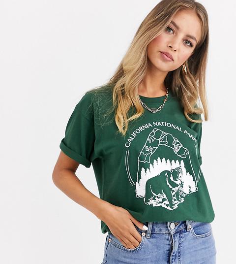 Camiseta Holgada Con Estampado California National Park Estilo Vintage De Daisy Street-verde
