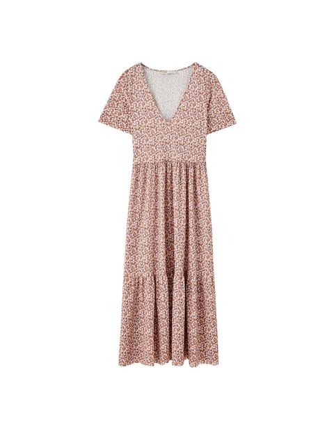 Vestido Midi Marrón Flores