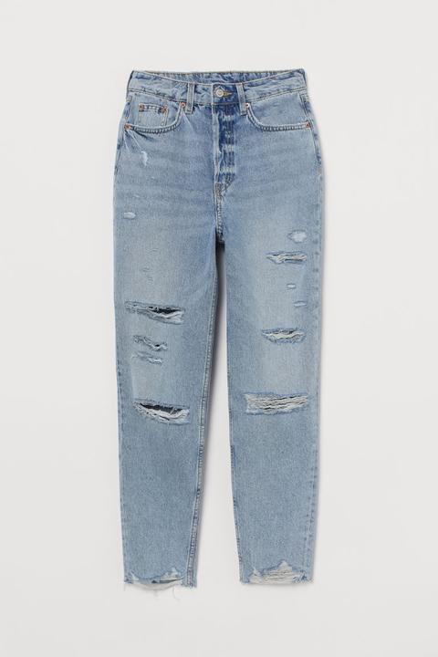 Slim Mom High Ankle Jeans - Bleu