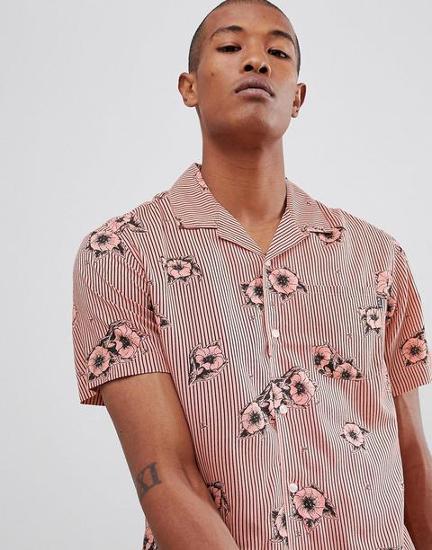 Huf Delsur Floral Shirt In Coral