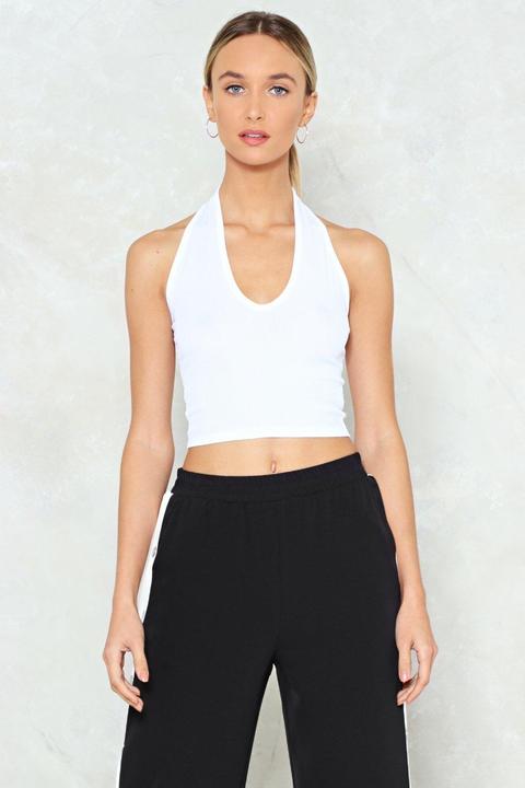 Womens Deep V Neck Halter Crop Top