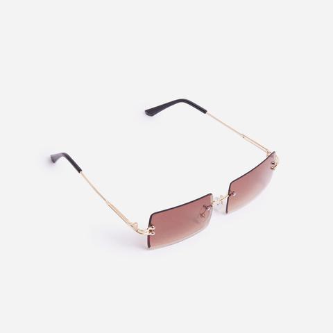 Rectangular Sunglasses In Brown,, Brown