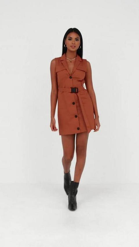 rust blazer dress