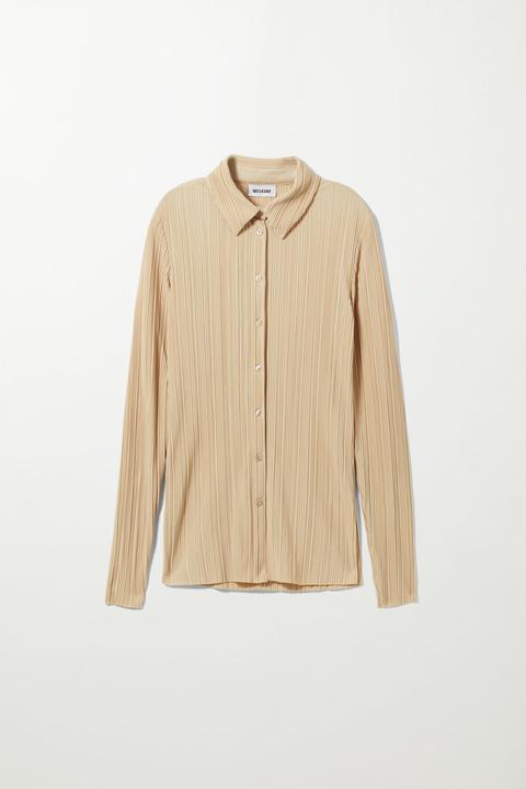 Sophia Pleated Shirt - Beige