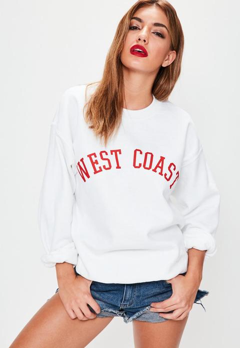 White West Coast Slogan Sweatshirt, White