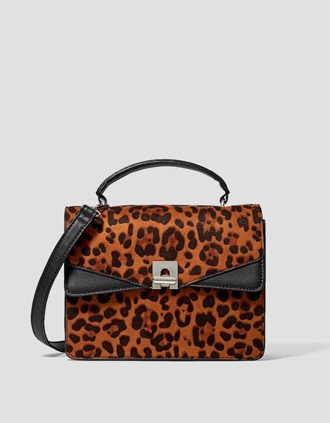 Borsa A Tracolla Satchel Leopardata Nero