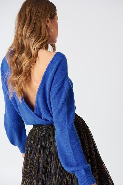 Na-kd Trend Back Overlap Knitted Sweater - Blue