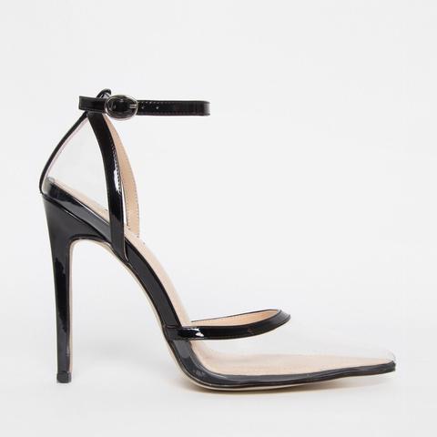 black patent stiletto court shoes