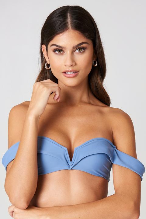 Folded Bandeau Bikini Top Soft Blue