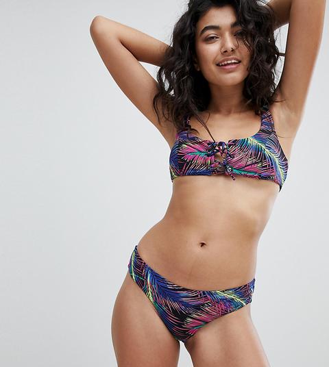 Bershka - Slip Bikini Con Stampa Geometrica - Viola
