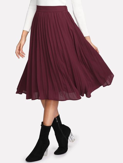 Elastic Waist Pleated Skirt