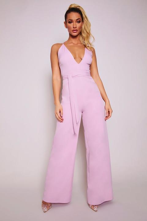 plunge jumpsuit wide leg