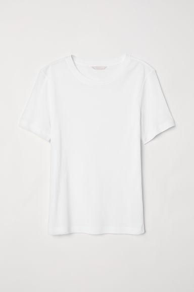 H & M - T-shirt In Cotone - Bianco
