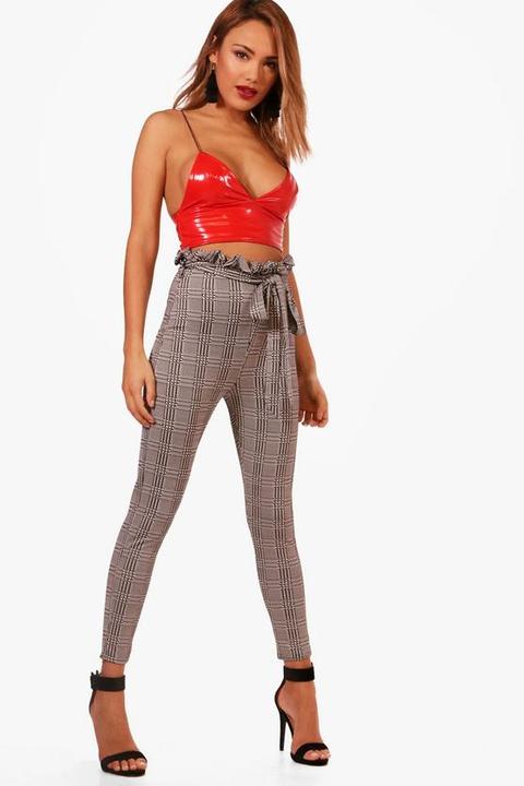 Check Paperbag Tie Waist Trousers