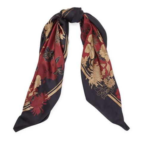 Ralph Lauren Floral Silk Twill Scarf In Malbec - Size One Size