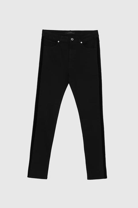 Jeans Skinny Striscia Velluto