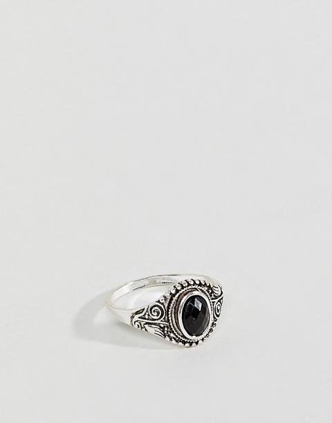 Burton Menswear Statement Ring With Black Gem