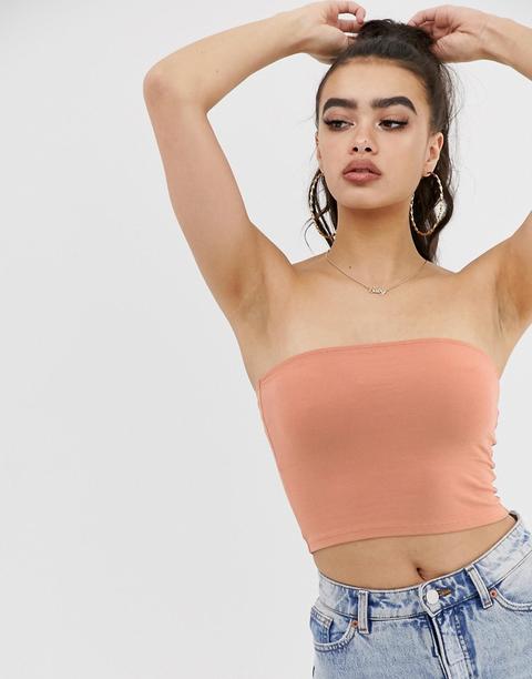 Top Corto Palabra De Honor En Rosa De Asos Design