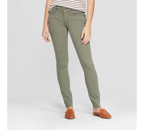 Women's Mid-rise Raw Hem Skinny Jeans - Universal Thread™ Olive