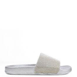Tiphanie - Sandalo Basso Argento Con Diamanti
