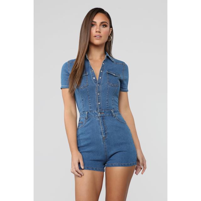 denim romper fashion nova