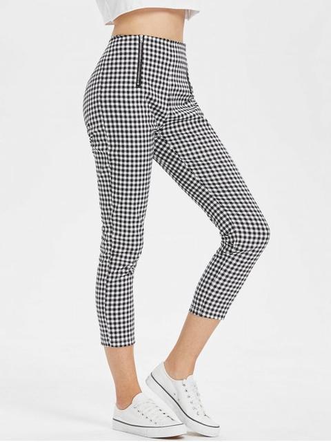 Pantalones De Talle Alto De Cintura Alta Gingham Multi