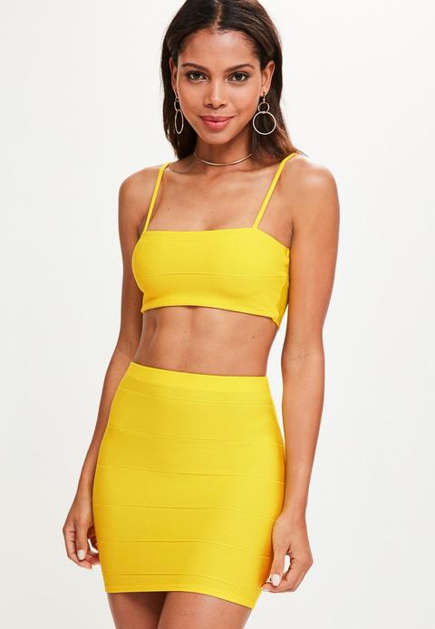Yellow Bandage Mini Skirt, Yellow