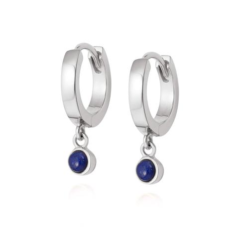 Lapis Healing Huggie Hoops Sterling Silver