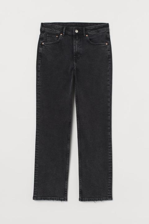 Straight High Ankle Jeans - Negro