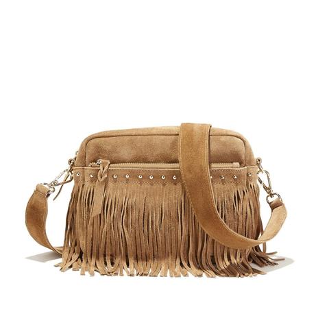 Sac À Main Croûte De Cuir Avec Franges
