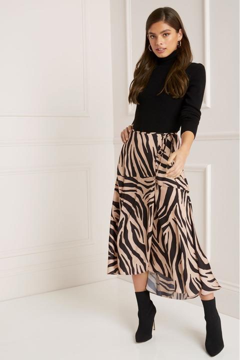 Lipsy Zebra Wrap Midi Skirt from Next on 21 Buttons