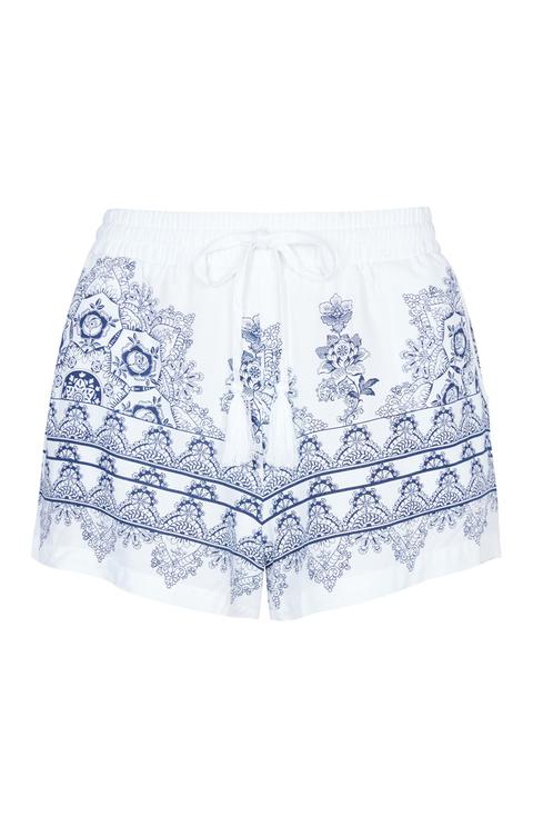 Shorts Con Estampado Azul Marino